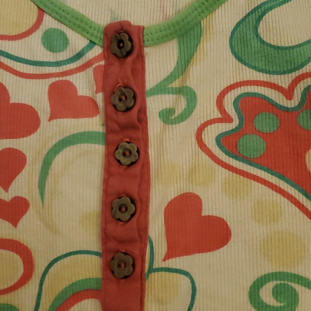 Half Button Printed Tank Top - Picture 2 of 4